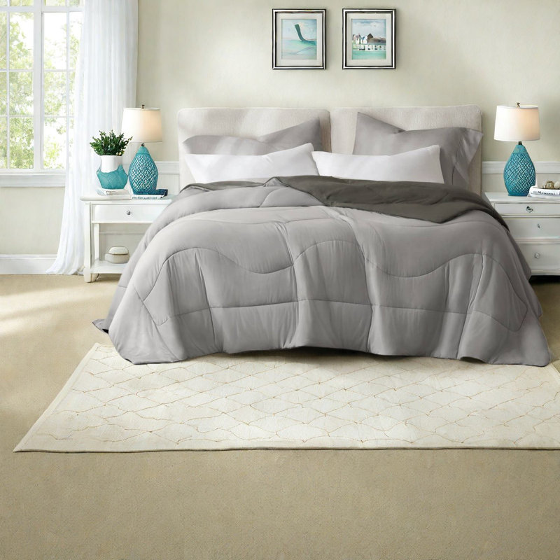 Cooling Tencel Bedding Set, Oversized Gray Comforter For Year-round Comfort