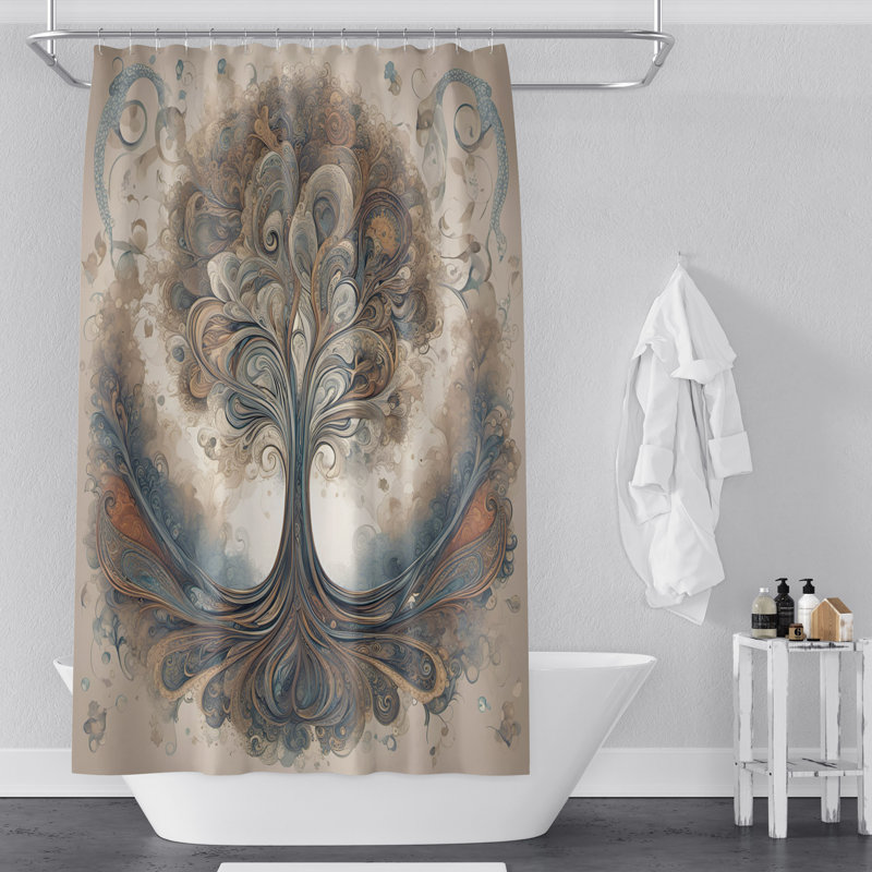 Rideau de douche abstrait Hahira, L 70 po x L 93 po