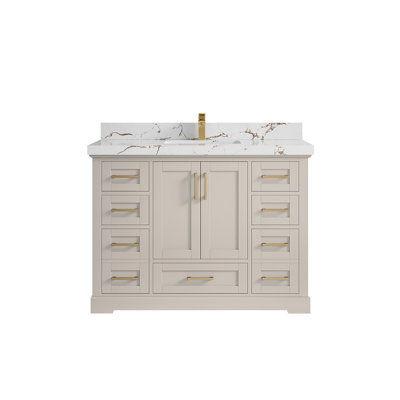 Boston 48 po X P 22 po D Meuble-lavabo simple en grain fin avec quartz Palissandro