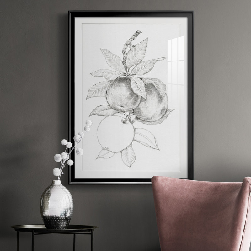 Branche de fruits II - reproduction de cadre photo, H 42,5 po x l 30,5 po x P 1 po, Cadre noir
