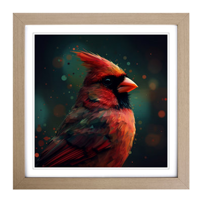 Cardinal Bird Glitch Art - Framed Print