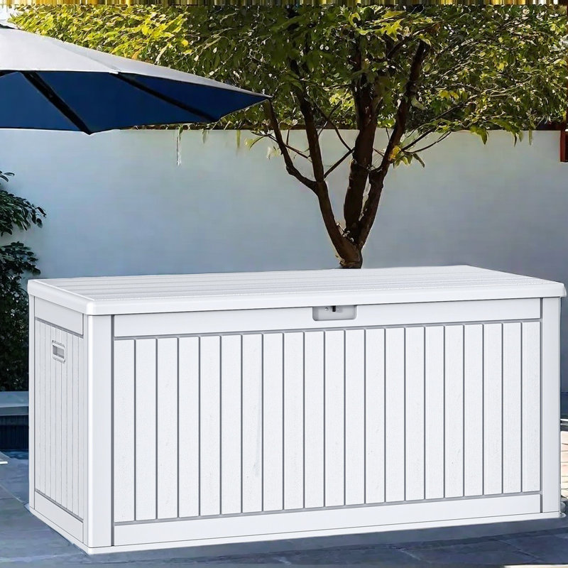 Balconera 260 Gallons Water Resistant Resin Lockable Deck Box, White
