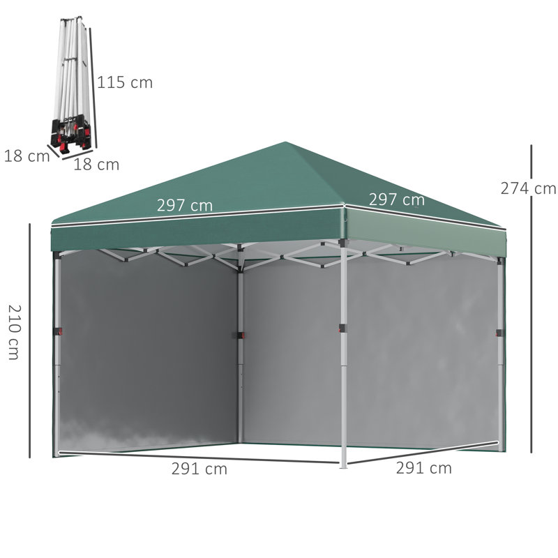 Theroux 2.90m x 2.90m Steel Pop-Up Gazebo, Green