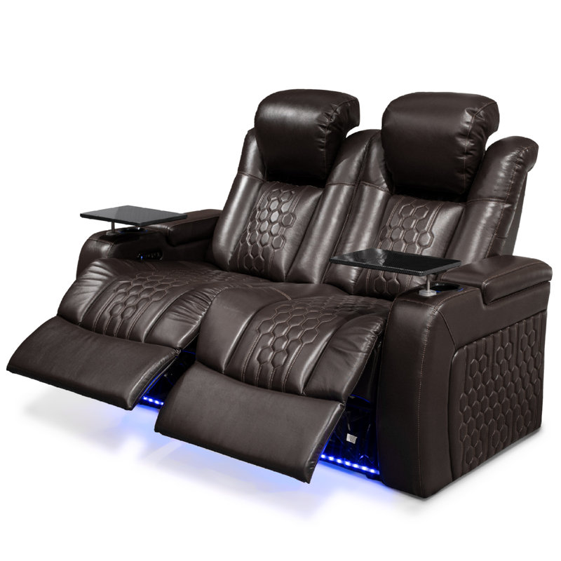 Fauteuil inclinable luxueux en cuir véritable brun café, utilisation moderne de cinéma maison