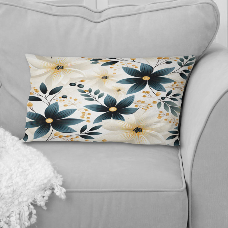 Coussin imprimé floral ivoire ivoire
