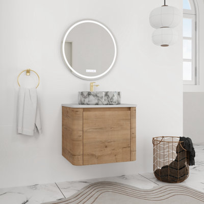 Meuble-lavabo flottant simple avec comptoir en quartz