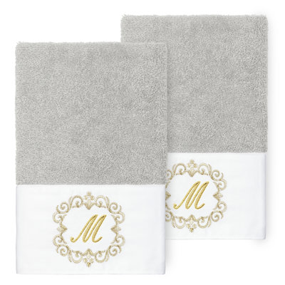 Winston Porter 100% Turkish Cotton MONICA 2PC Embellished Hand Towel Set