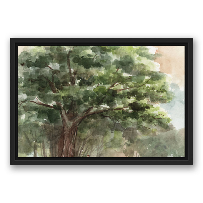 Arbre pastoral sur toile, H 13,75 po x l 19,75 po x P 1,75 po, Cadre flottant noir