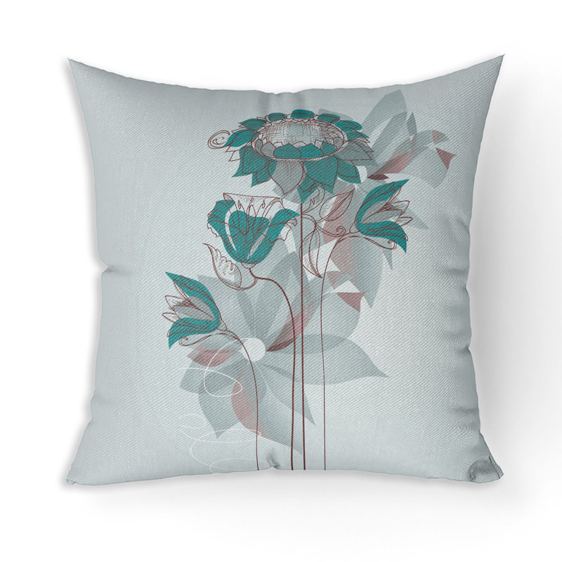 Indoor / Outdoor Square Cushion, 51cm H x 51cm W, Blue/Green/Teal