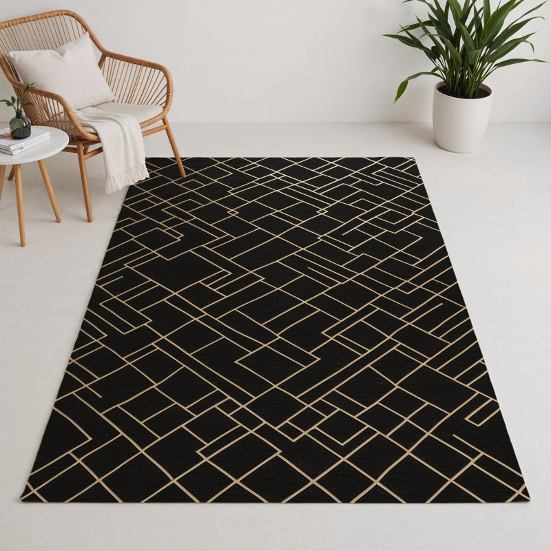 Tapis noir intérieur et extérieur Trellis, Rectangulaire 3 pi x 5 pi