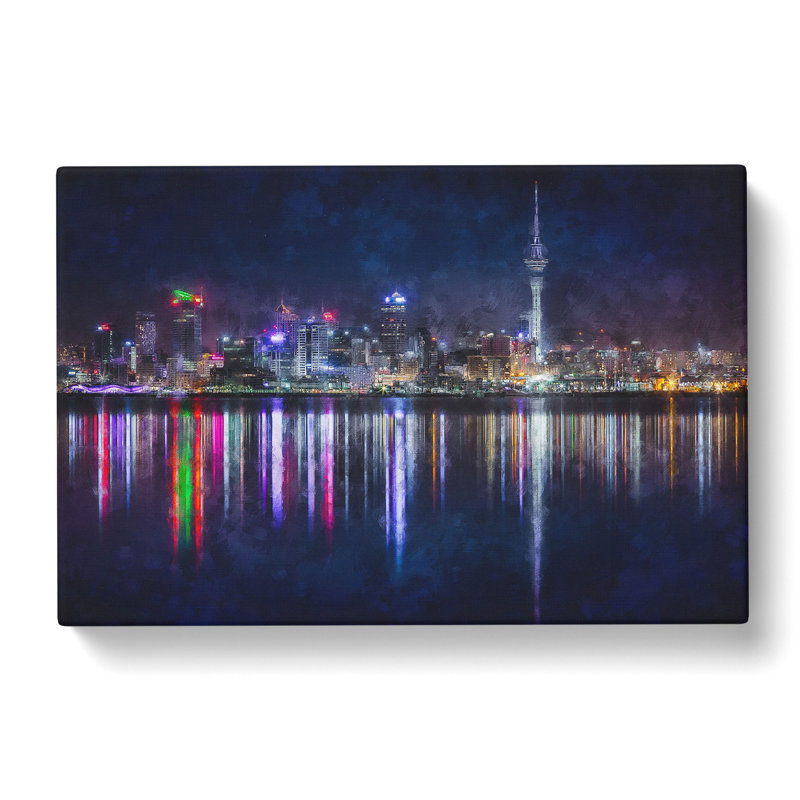 Reflections Of The Auckland Skyline - Wrapped Canvas Painting, 50cm H x 76cm W x 3cm D