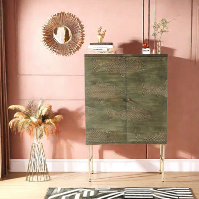 French Style Carved Accent Cabinet Accent Cabinet