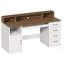 Bureau d'ordinateur 55,1 po avec prise de courant et plateau pour clavier, bureau de direction avec tiroirs et support pour écran-176235027