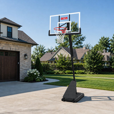 IGL Height Adjustable Portable Basketball Hoop Outdoor with 52" Shatterproof Backboard, 7.5 to 10 ft Height Portable Basketball Hoop Stand With Stable Base And Wheels