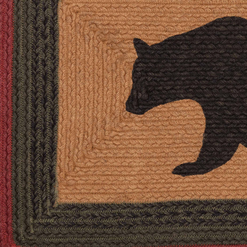  Wyatt Braided Cotton/Jute Black/Red/Brown Area Rug, Rectangle 1'8" x 2'6"