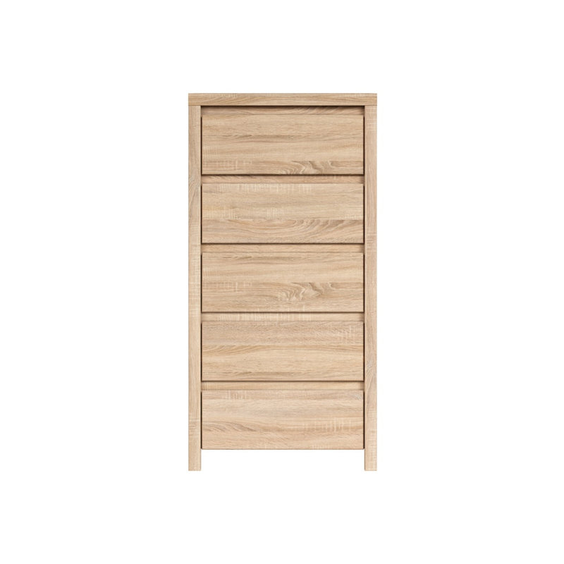 56 cm W Chest of 5 Drawers, Oak Sonoma