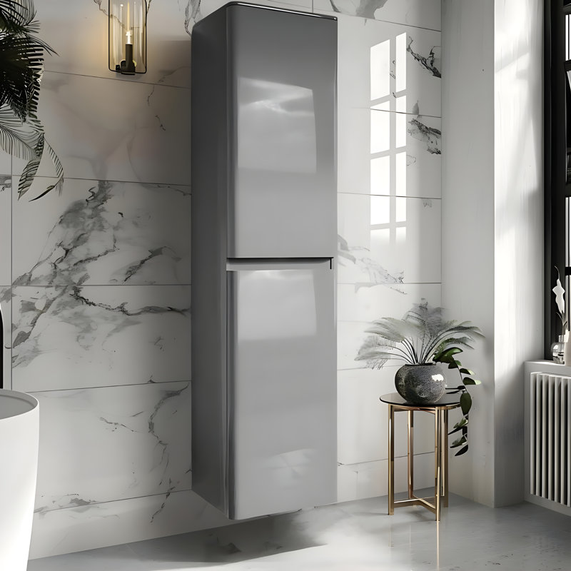 Scandinavian 40cm x 170cm Wall Mounted Cabinet, Light Grey
