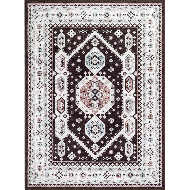 Tapis noir antidérapant Dery, Rectangle 5 pi x 7 pi