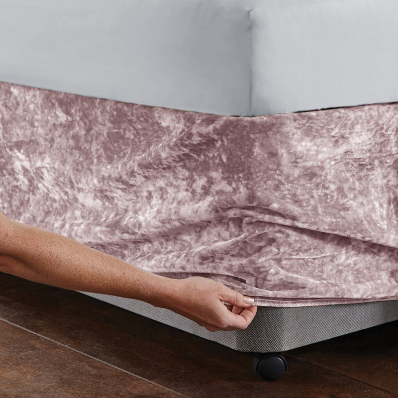 Crushed Velvet Elasticated Divan Base Wrap, Blush, 137cm H x 198cm W