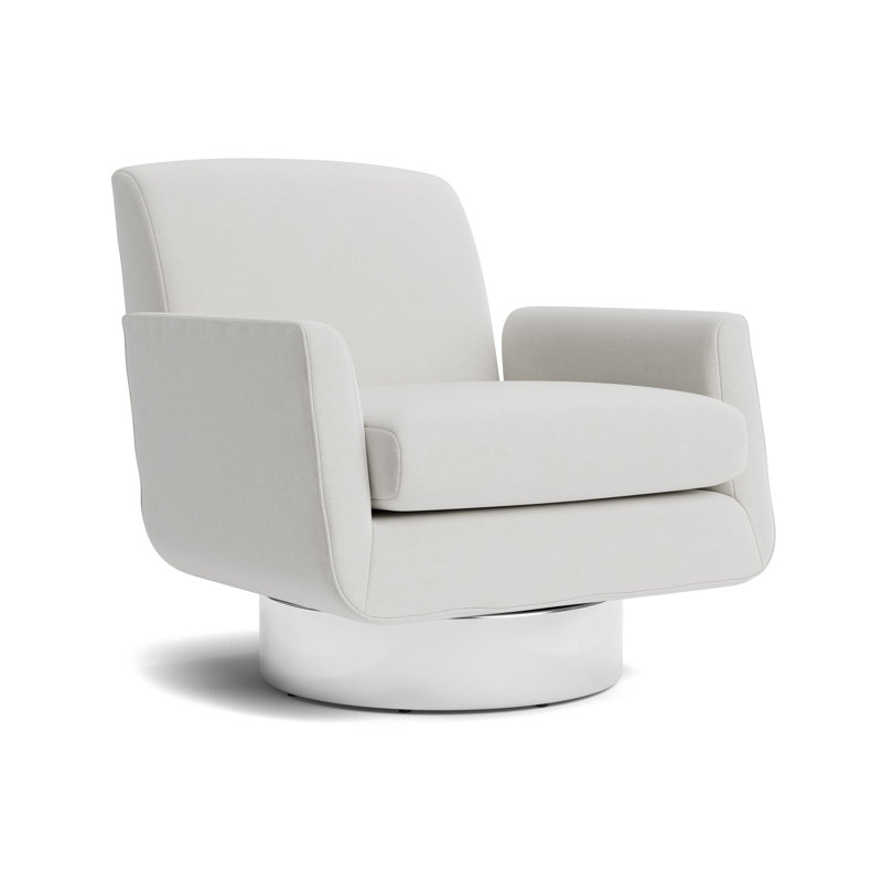 Supernova Full Swivel Chair, Performance Velvet - Silver, Polished Stainless Steel