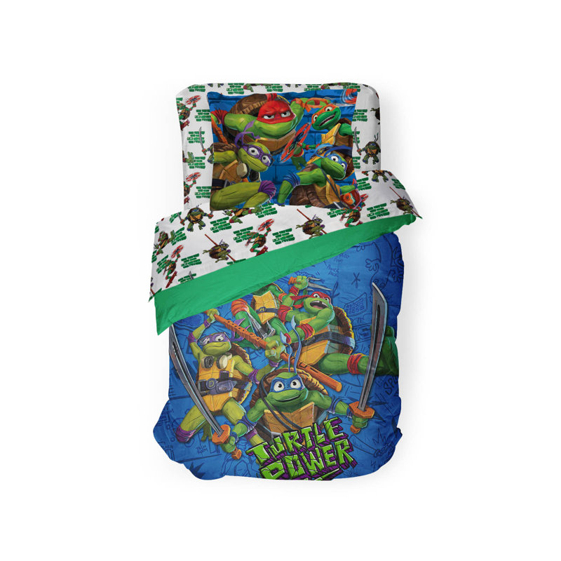 Paramount Nickelodeon TMNT Mutant Mayhem 5 Piece Twin Bed Set With Sham, 100% Microfiber