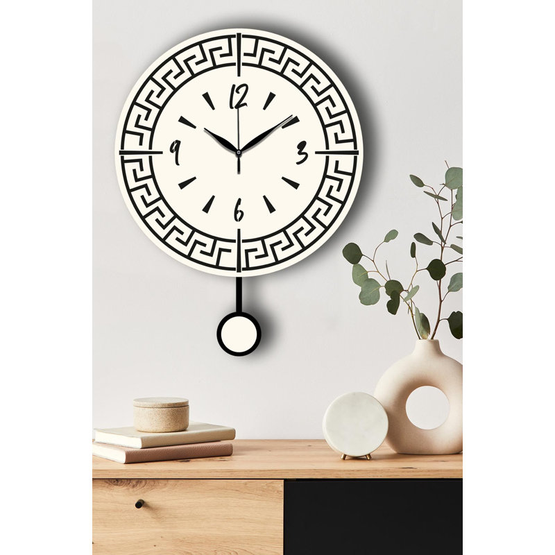 Horloge murale élégante Elegant, couleur crème, 15,4 po x 19,7 po | 100% panneau de fibres à densité moyenne, épaisseur: 0,14 pouce | Décoration élégante pour le salon, la chambre à coucher ou le bureau | Design moderne avec attrait intemporel