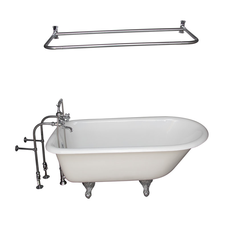 54 " L x 30 " W Freestanding and Mounting / Installation Required Soaking Cast Iron Bathtub with Faucet, Copper