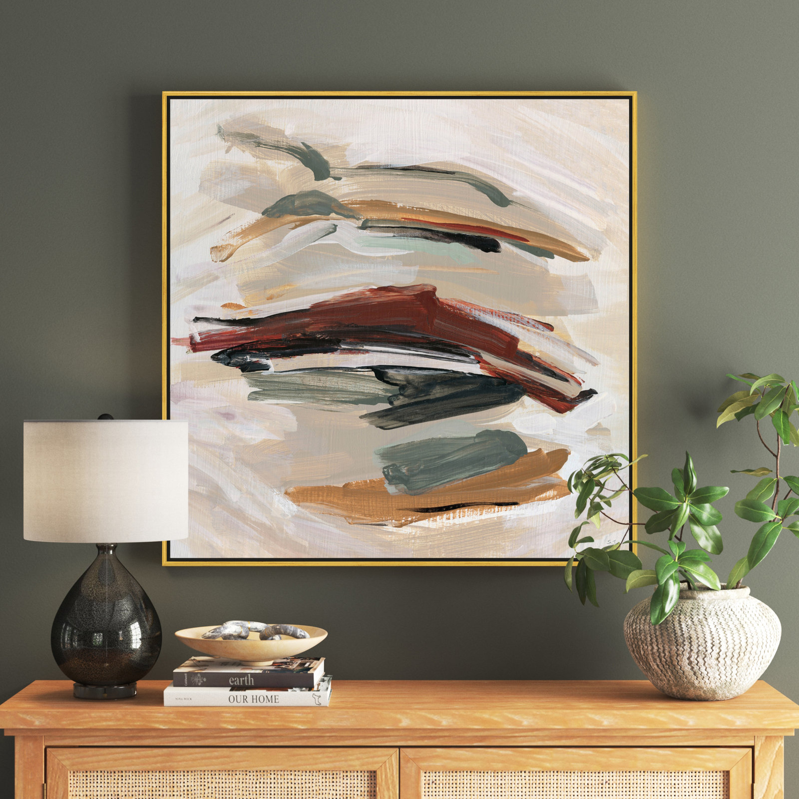 Carmina "Spring Shadows" Painting by Susan Jill, Gold , 37.5" H x 37.5" W