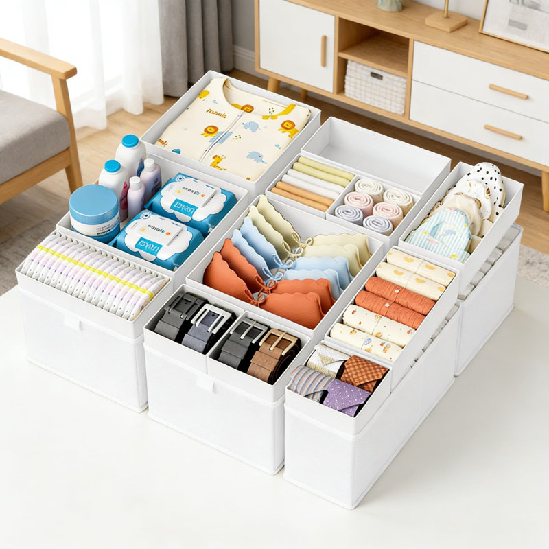 26-Pack Foldable Fabric Drawer Organizers - Closet And Dresser Dividers For Underwear, Socks, Bras, Baby Clothes, Ties, And Accessories