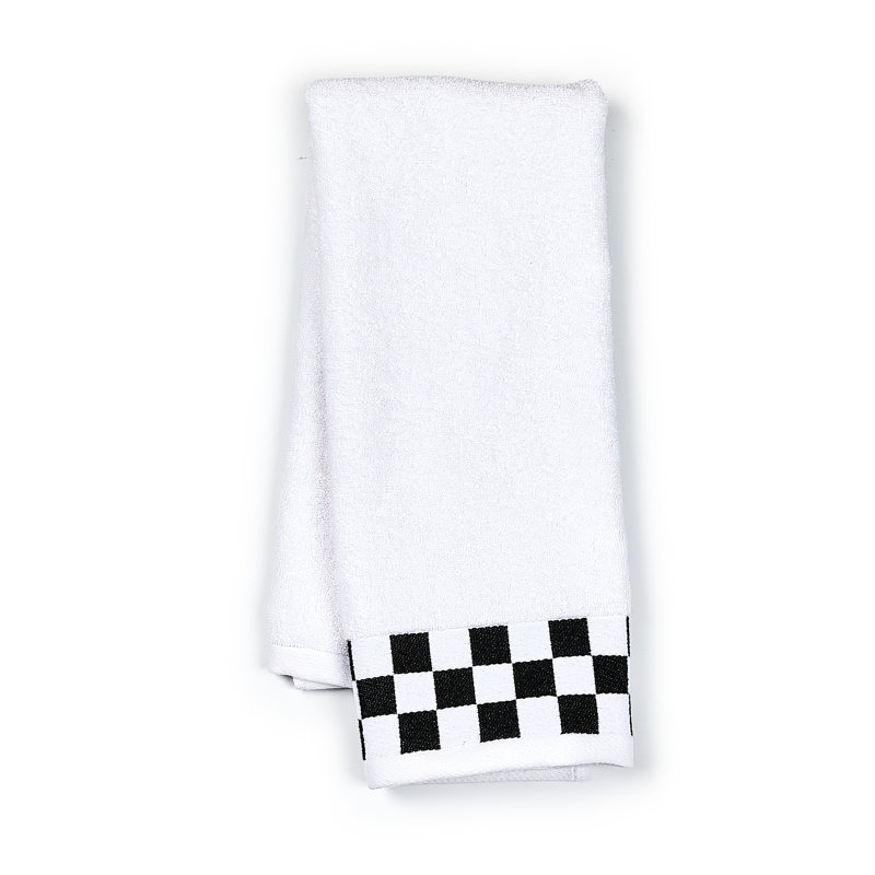 Hand Towel with Check Border, White/Black