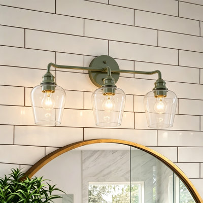 Luminaire de salle de bain moderne à 3 lumières à intensité variable vert menthe pour salle de bain Albern