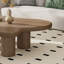 Table basse 31,5 pouces ronde en placage de bois de frêne rustique pour petit salon-1408078730