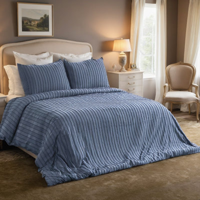 L'ensemble de housse de couette en jacquard à rayures de couleur unie comprend une housse de couette et deux taies d'oreiller. Housse de couette de grande taille convenant pour un lit simple ou double dans les chambres à coucher, confortable et douce pour une utilisation en toute saison. Cadeau de Noël.