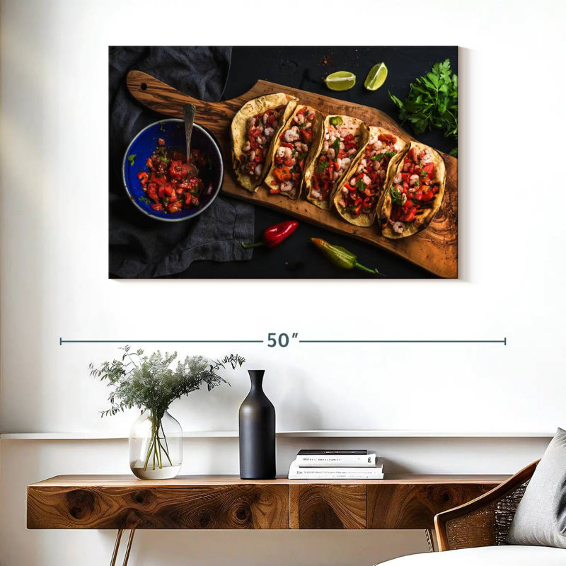 Tacos aux crevettes Yarlin, H 26 po x l 39 po
