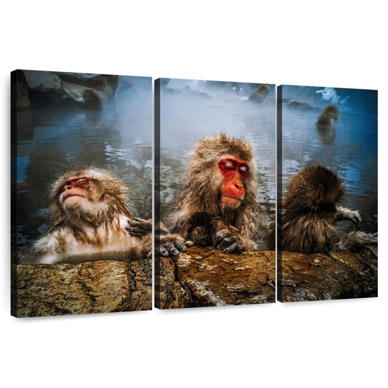 Brampt Japanese Macaque Monkeys, 20" H x 33" W