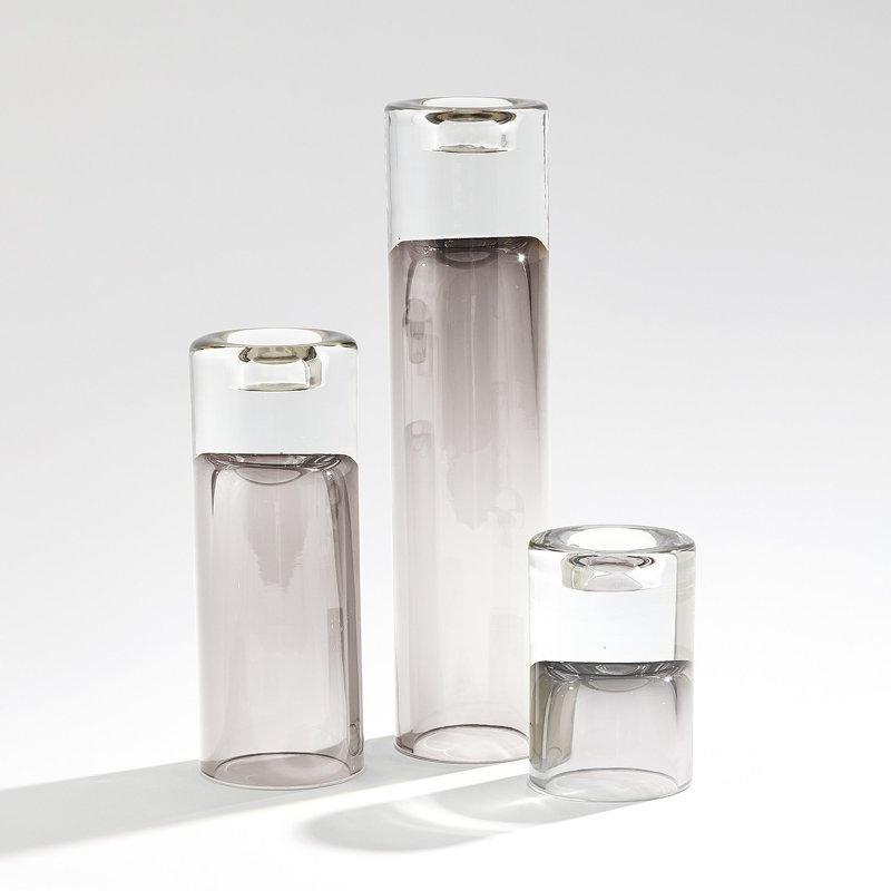 Radiant T-Lite Holder/Vase-Grey-Lg, Gray, 6" H x 4" W x 4 D