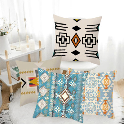 4 Pieces Geometric Decorative Pillowcases, 18 Inch Square Pillowcase with Hidden Zipper, Home Bedding Pillowcases, Style B