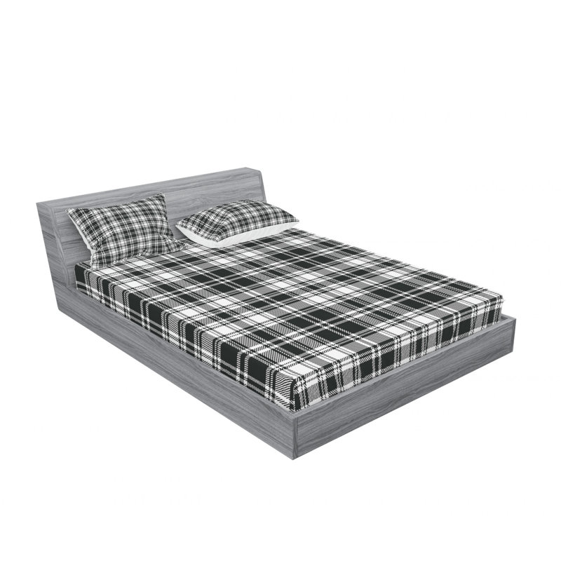 Microfiber Plaid Sheet Set, Queen Sheet Shet with 2 Pillowcases