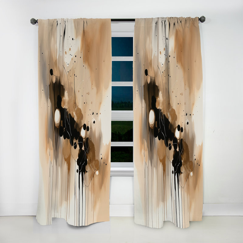 Gosellini - Brown Mindful Abstraction IV - Rideau moderne - Velours obscurcissant - 1 panneau, L 52 po x L 95 po