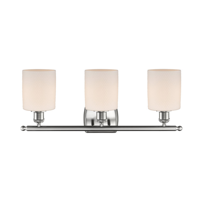 Leilani 3 - Light Dimmable Vanity Light, 60 Watt Vintage Incandescent Bulb, Brushed Satin Nickel, Matte White