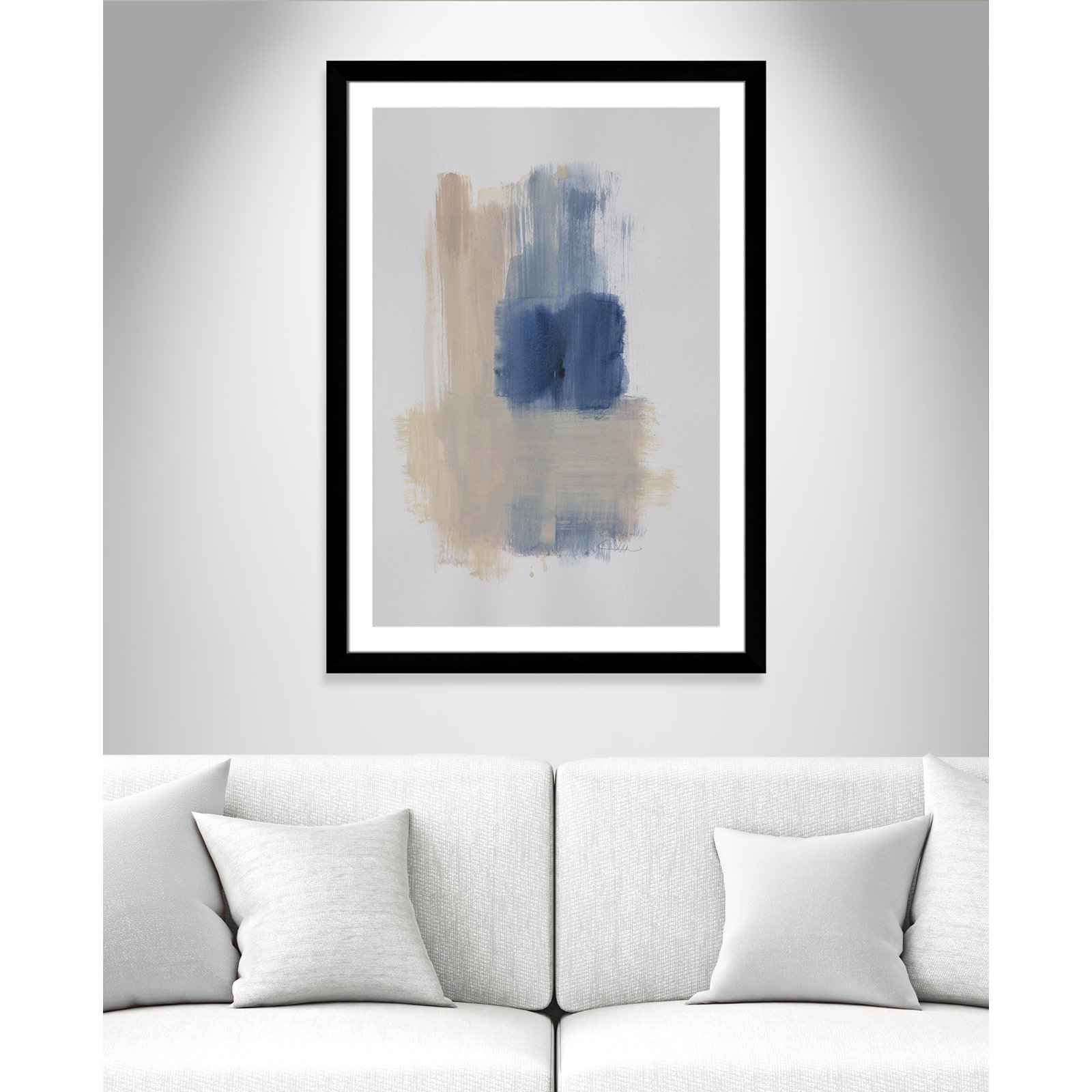 Esmeray "Powder Room Wash III" Print, 43" H x 31" W x 1.25" D, Black Cube Frame Matted