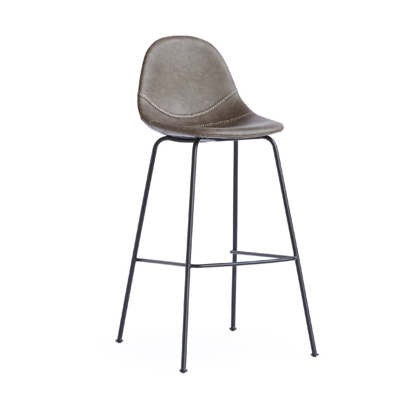 Lana Upholstered Stool with Metal Frame, Gray