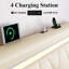 Cadre de lit double avec lumière DEL, station de charge et tête de lit réglable, support de lattes en bois, haut-parleur Bluetooth, aucun sommier nécessaire-1869852684