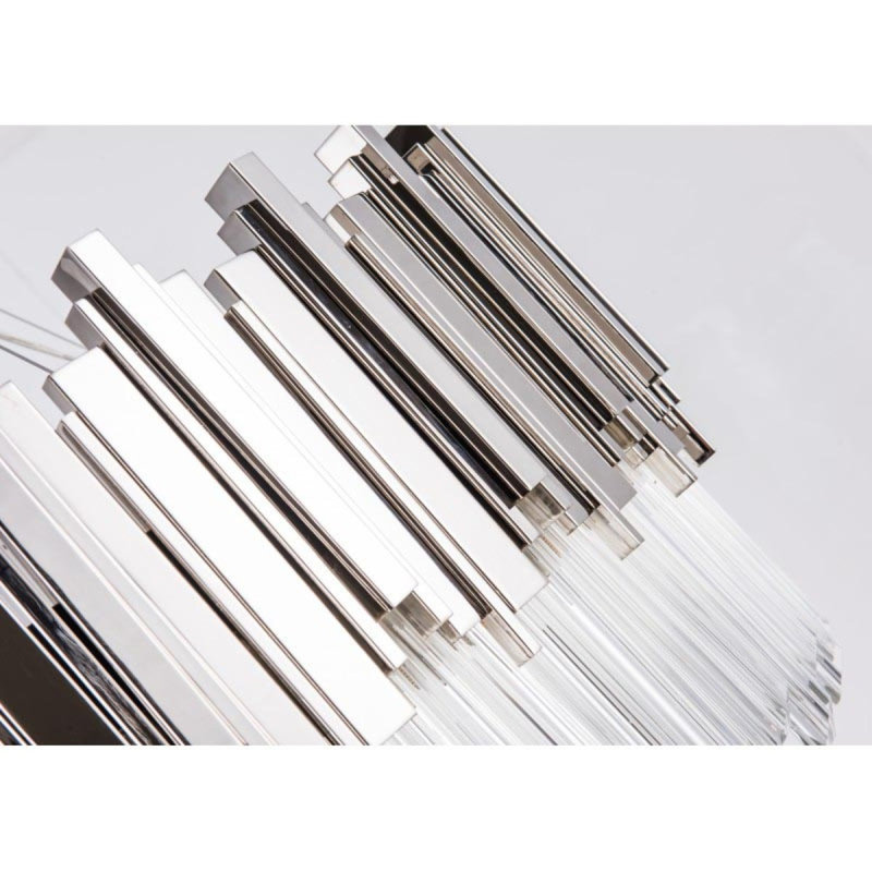 Empire Suspension Light Drum Chandelier, Colored Crystal, Polished Chrome, 52” Width x 18” Height