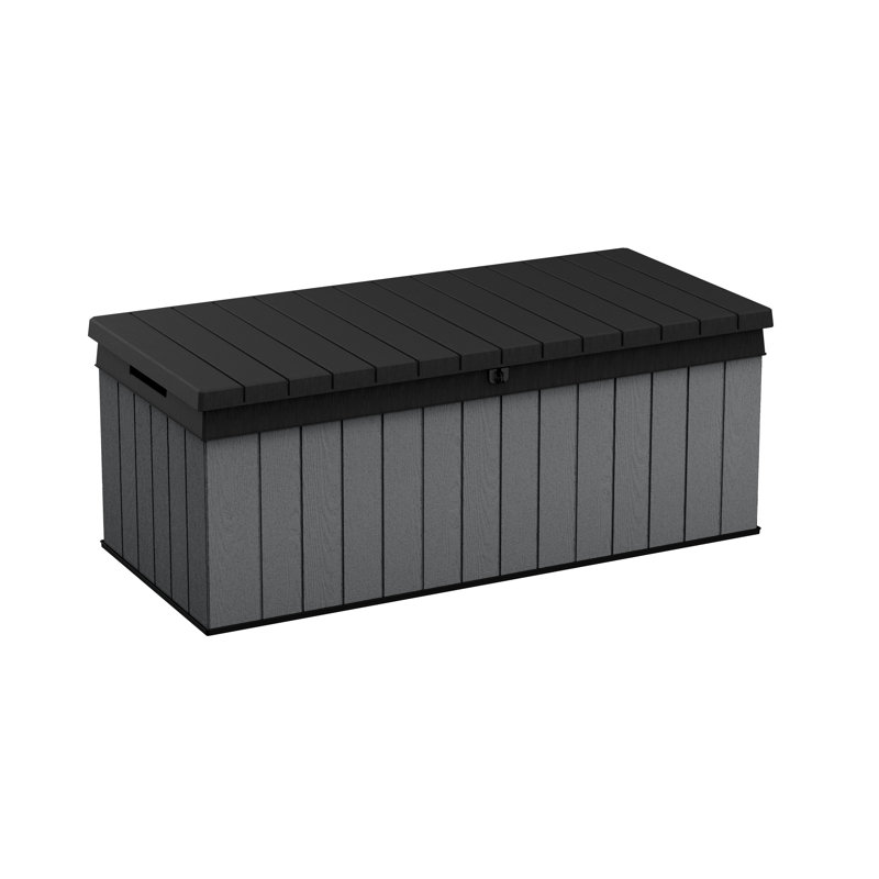 Large Gray and Black Lockable Plastic Deck Box