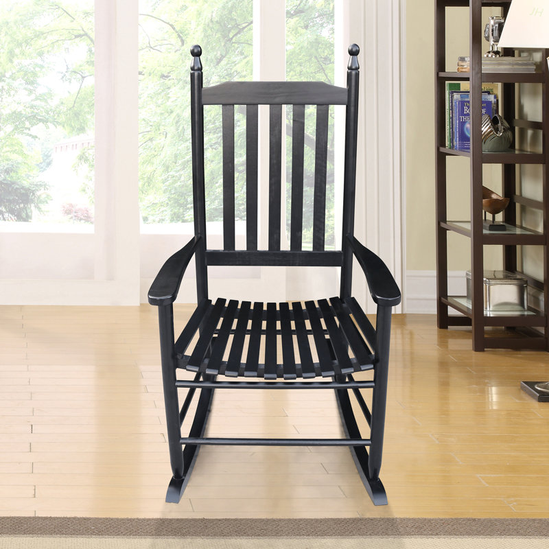 Chaise berçante en bois NOIR, sans passe-partout, Noir