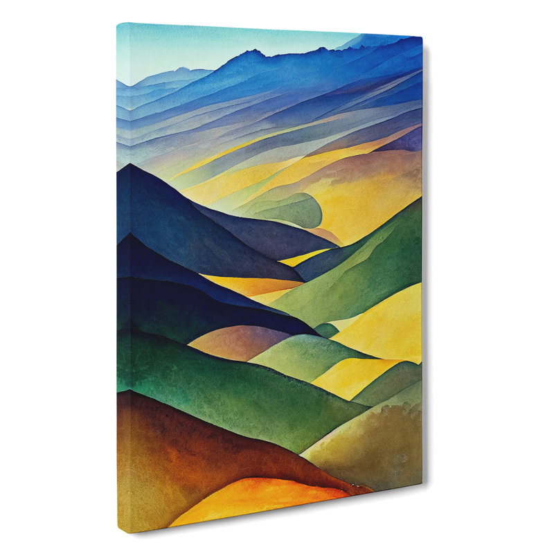 Painting of a Mountain Landscape No.3 - Wall Art, 60cm H x 40cm W, Wrapped Canvas, No Matte