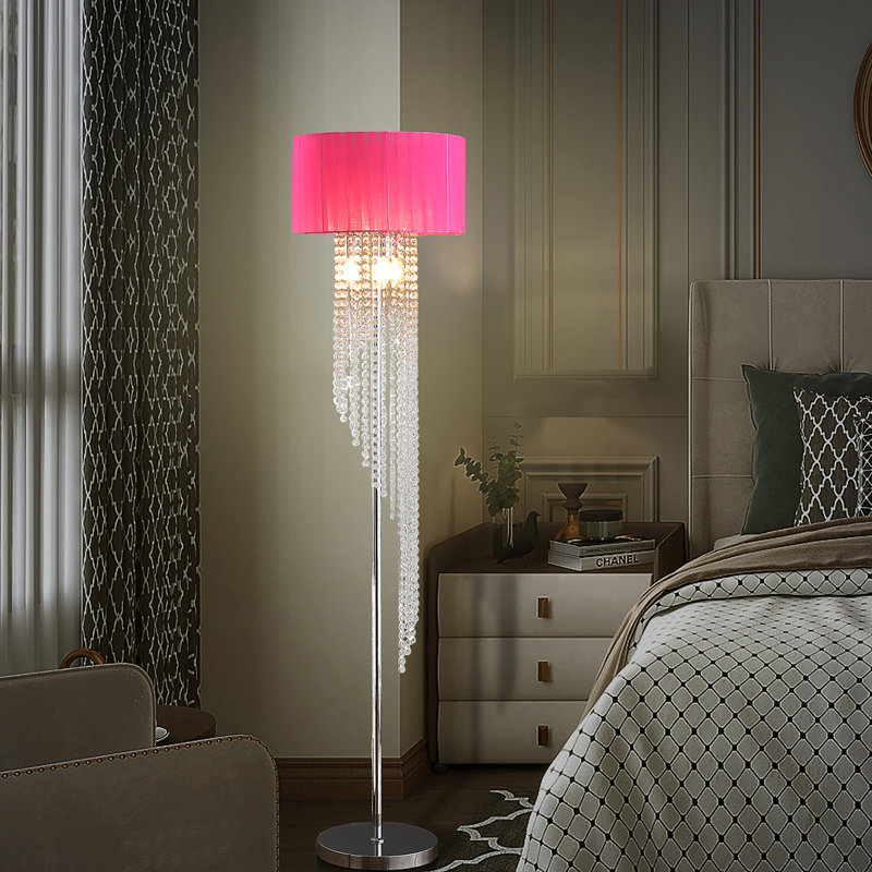 Lampe sur pied en métal chromé 65,65 po, Rose