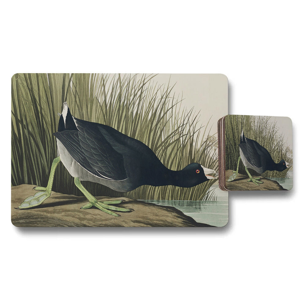 Bird Illustration Placemat And Coaster Set For Dining Table