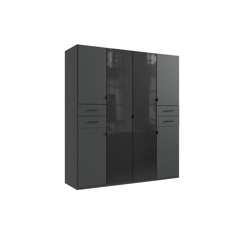 Ramont 6 Door Manufactured Wood Wardrobe, Black